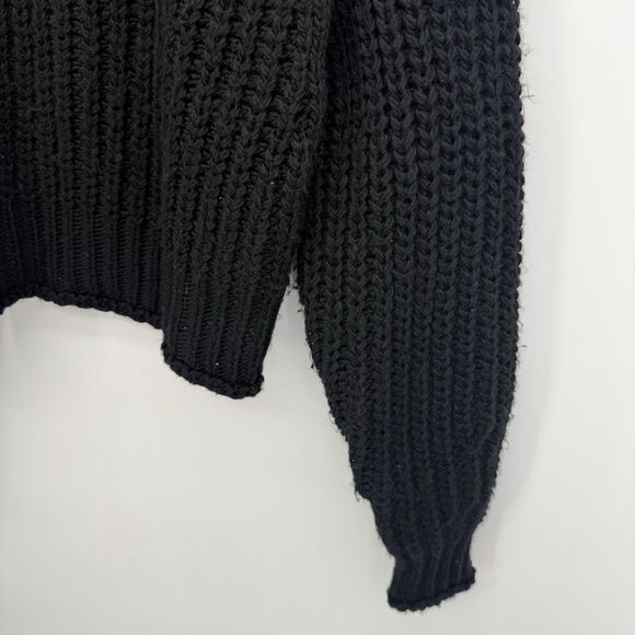 Express Black Chunky Knit Mock Neck Sweater Oversized Size Small Polyester - Picture 8 of 13